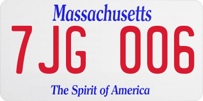MA license plate 7JG006