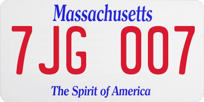MA license plate 7JG007