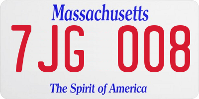 MA license plate 7JG008