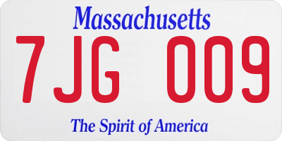 MA license plate 7JG009