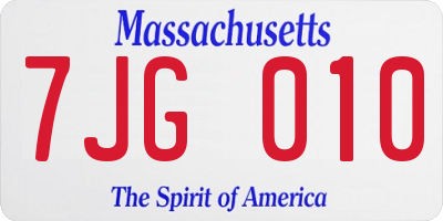 MA license plate 7JG010