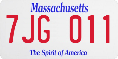 MA license plate 7JG011
