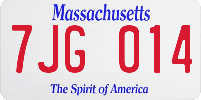 MA license plate 7JG014