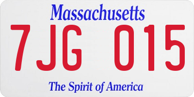 MA license plate 7JG015