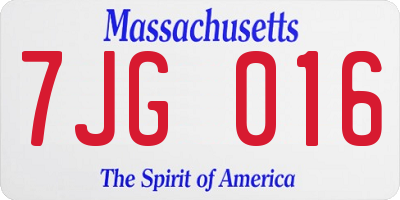 MA license plate 7JG016