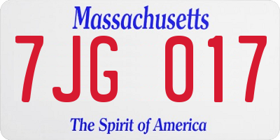 MA license plate 7JG017