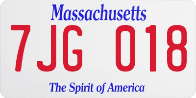 MA license plate 7JG018
