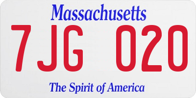 MA license plate 7JG020