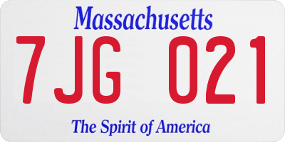 MA license plate 7JG021