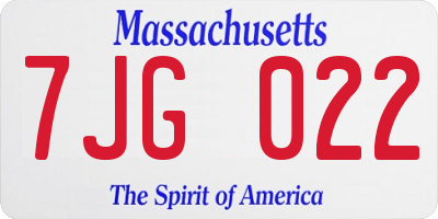 MA license plate 7JG022