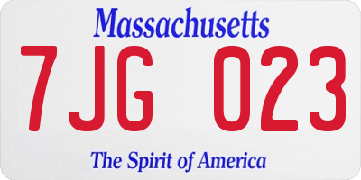 MA license plate 7JG023