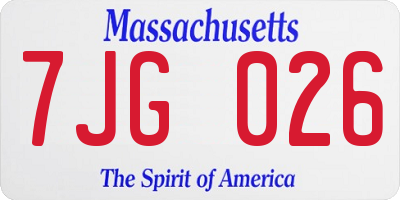 MA license plate 7JG026