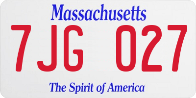 MA license plate 7JG027
