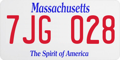 MA license plate 7JG028