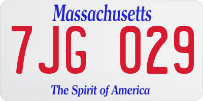 MA license plate 7JG029