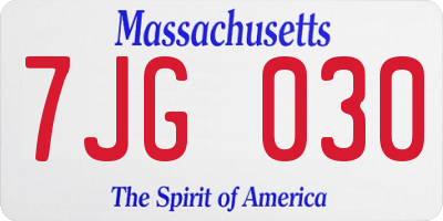 MA license plate 7JG030