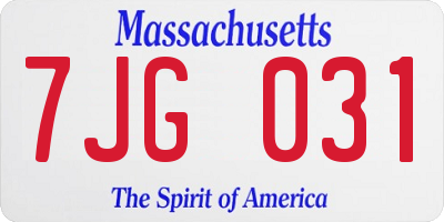 MA license plate 7JG031
