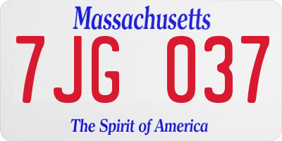 MA license plate 7JG037