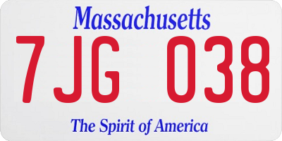 MA license plate 7JG038