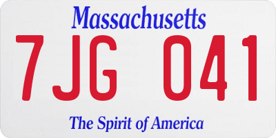 MA license plate 7JG041