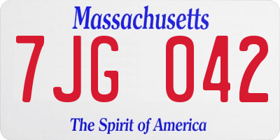 MA license plate 7JG042