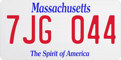 MA license plate 7JG044