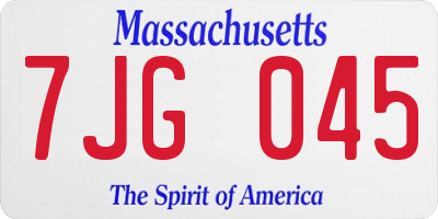 MA license plate 7JG045