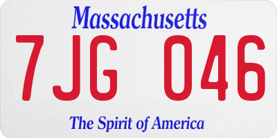 MA license plate 7JG046