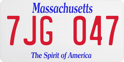 MA license plate 7JG047