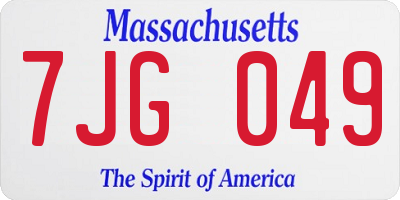 MA license plate 7JG049