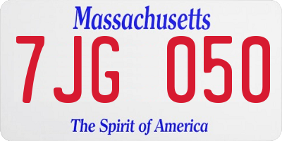 MA license plate 7JG050