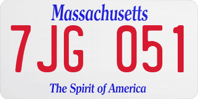 MA license plate 7JG051