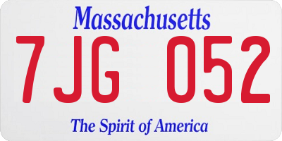MA license plate 7JG052