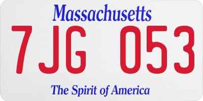MA license plate 7JG053