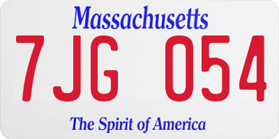 MA license plate 7JG054