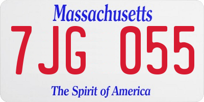 MA license plate 7JG055