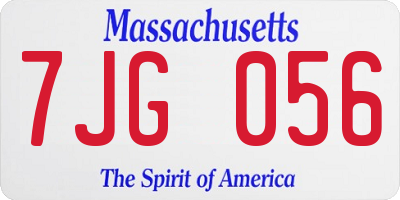 MA license plate 7JG056
