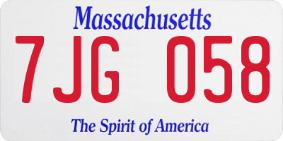 MA license plate 7JG058