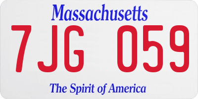 MA license plate 7JG059