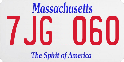 MA license plate 7JG060