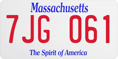 MA license plate 7JG061