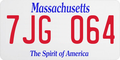 MA license plate 7JG064