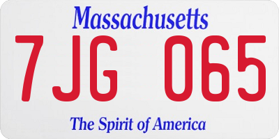 MA license plate 7JG065