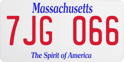 MA license plate 7JG066