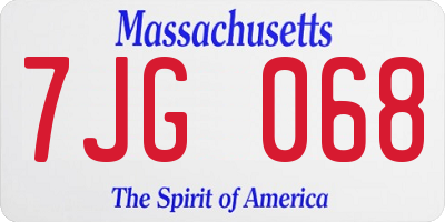 MA license plate 7JG068