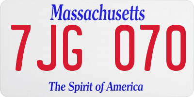 MA license plate 7JG070