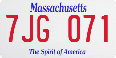MA license plate 7JG071