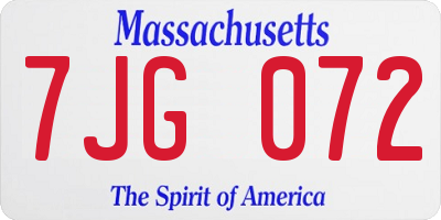 MA license plate 7JG072