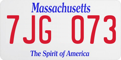 MA license plate 7JG073