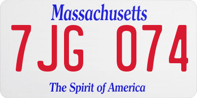 MA license plate 7JG074